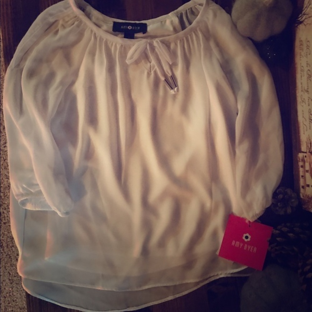 NWT A.BYER WHITE COLD SHOULDER BLOUSE GIRLS 7/8